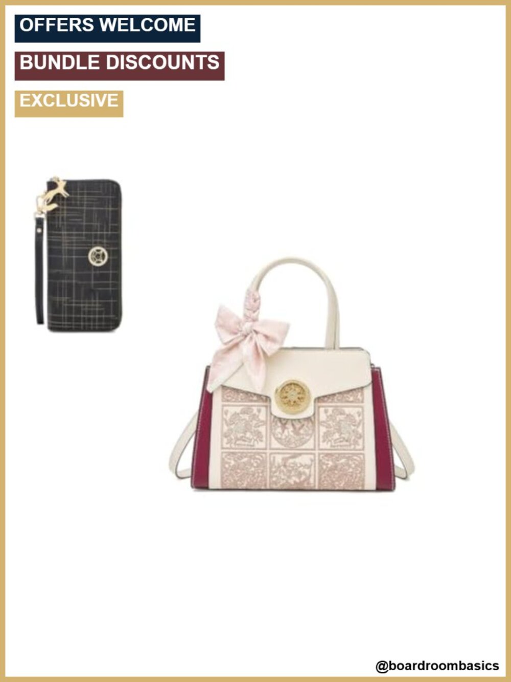 Genuine Leather Women's Purse Crossbody Bag with Detachable Strap & Matching